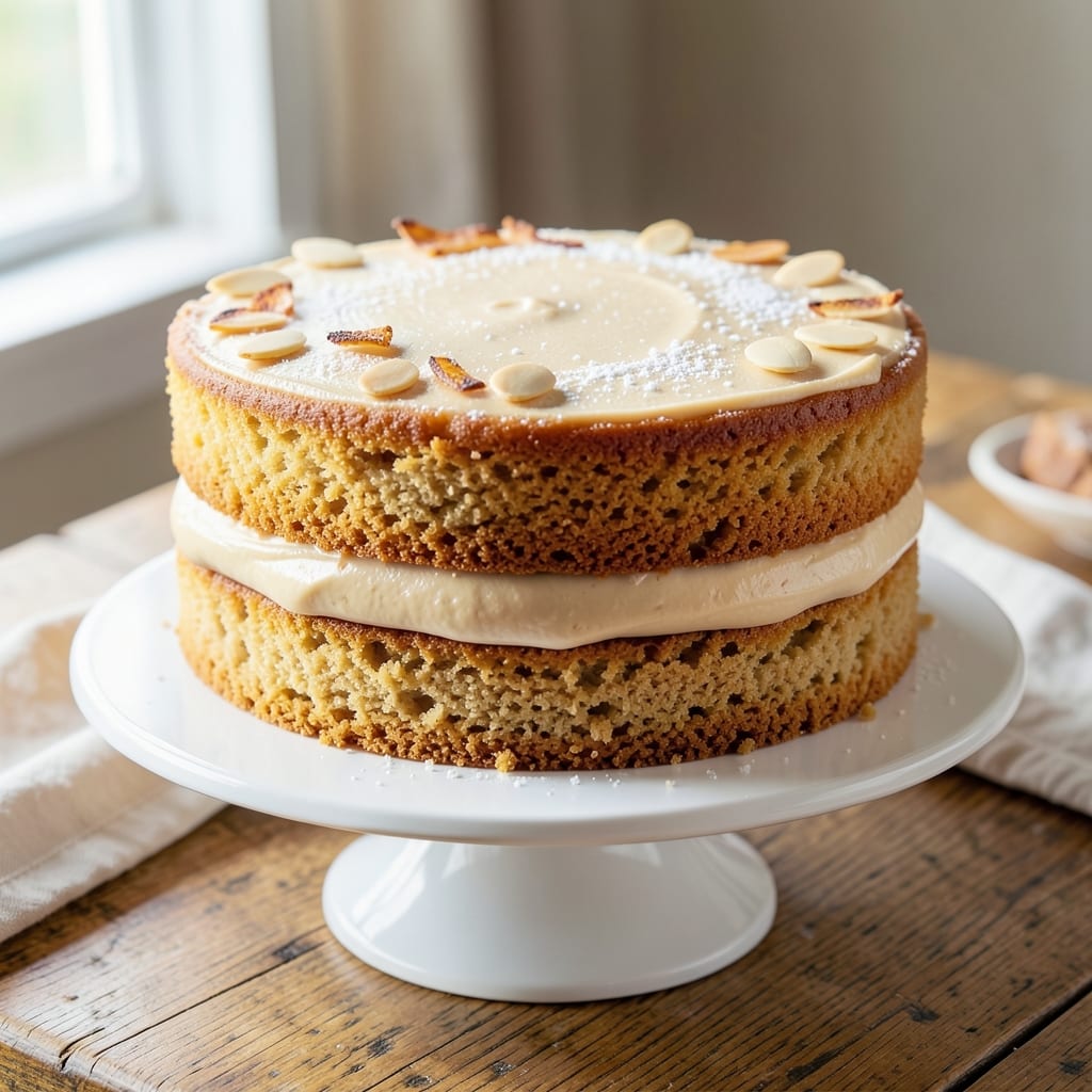 2 Layer Almond Cake Recipe: Nutty Moistness With Crispy Top Contrast