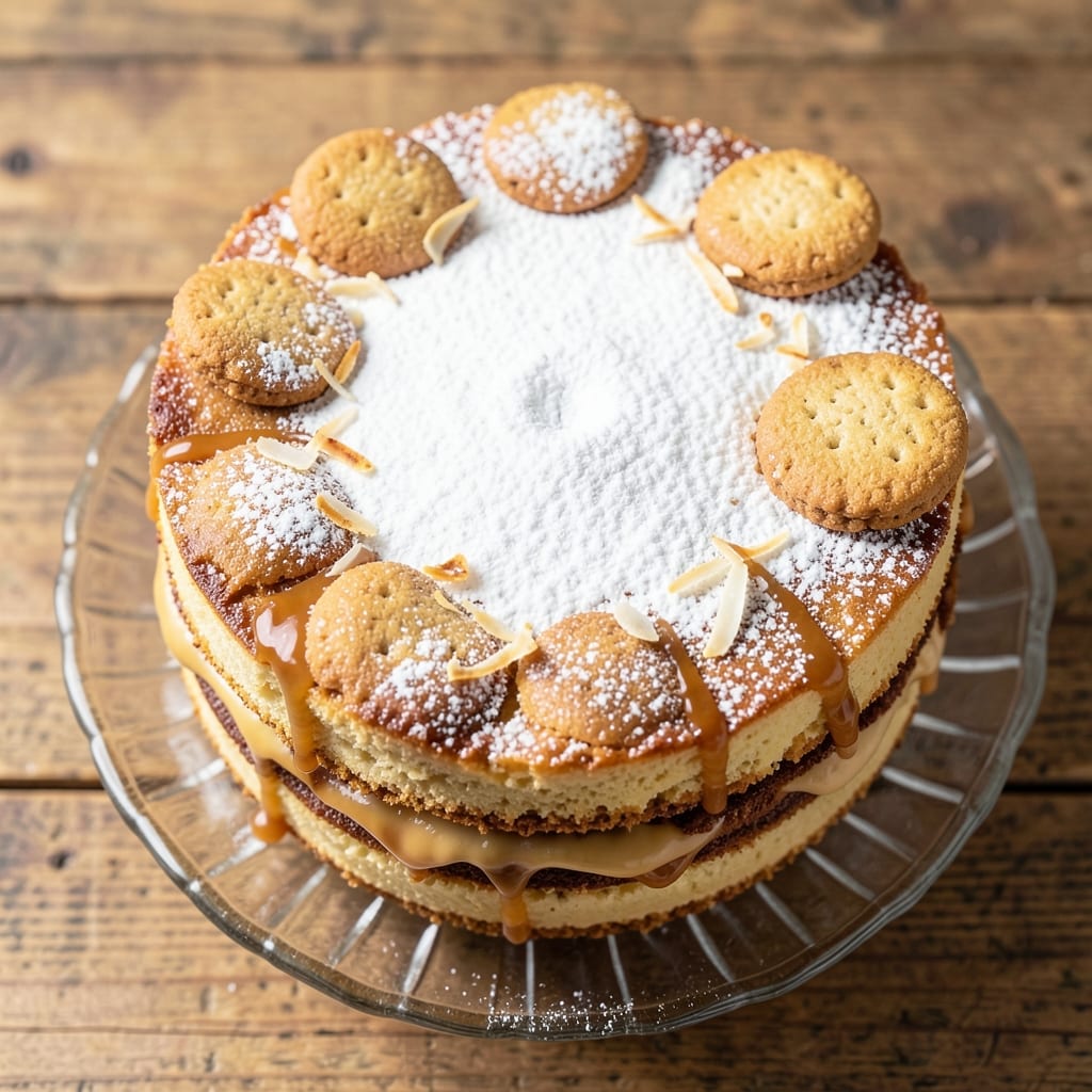 Alfajor Cake Recipe: Nutty Filling Between Crispy Layers