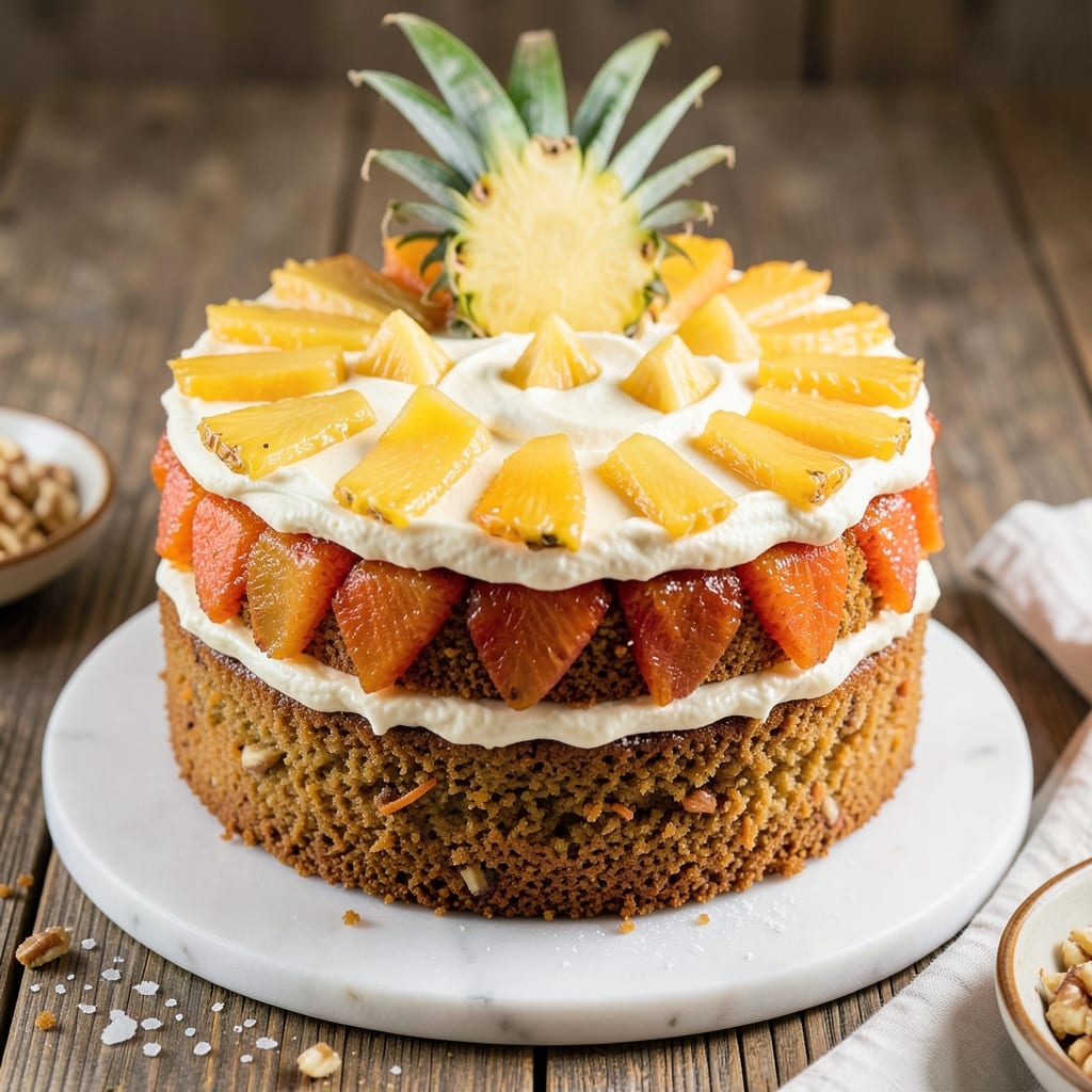 2 Layer Carrot Cake Recipe with Pineapple: Tropical Spice Cake With Creamy Frosting Layers