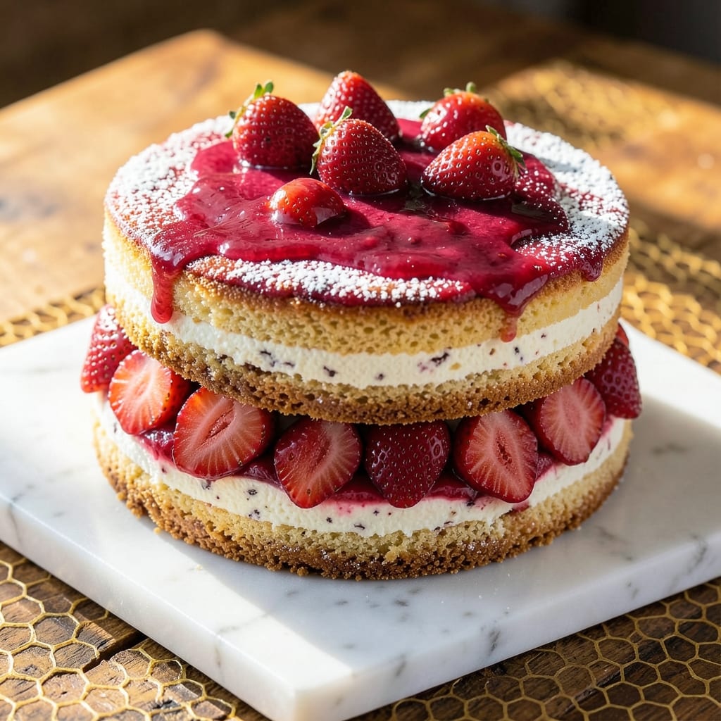 Ambrosia Bakery Strawberry Cake Recipe: Vanilla Bean Swirls with Fresh Berries